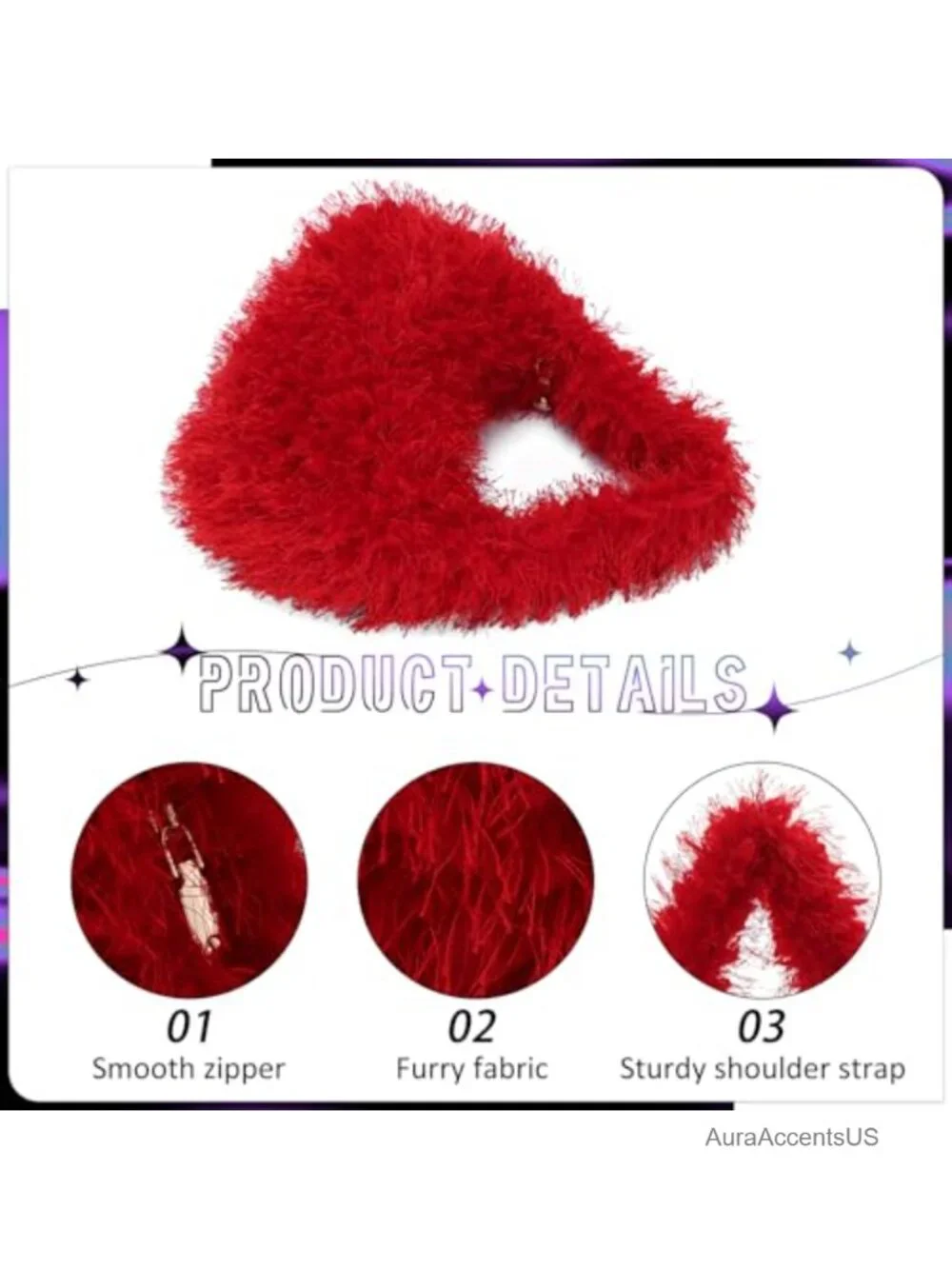 Faux Fur Fluffy Hobo Bag Fuzzy Tote Plush Purse Furry Handbag
